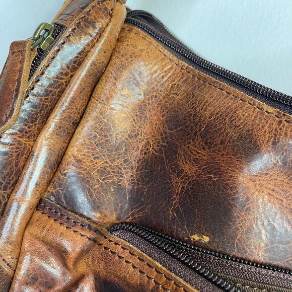 Paul & Taylor Honey Brown Distressed Leather Concealed Carry Hobo Bag Purse - Picture 8 of 14